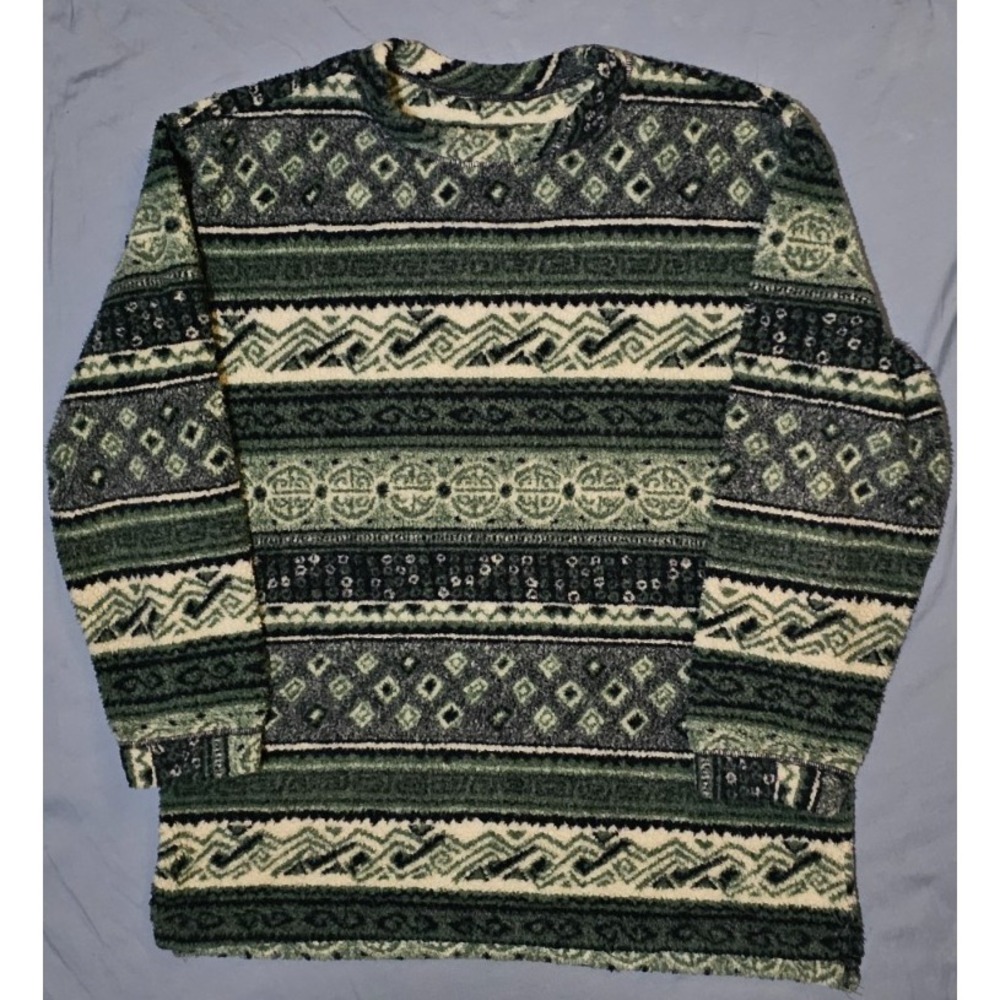 Woolrich Fleece‎ Pullover Long Sweater Top Aztec Native Southwestern XL USA